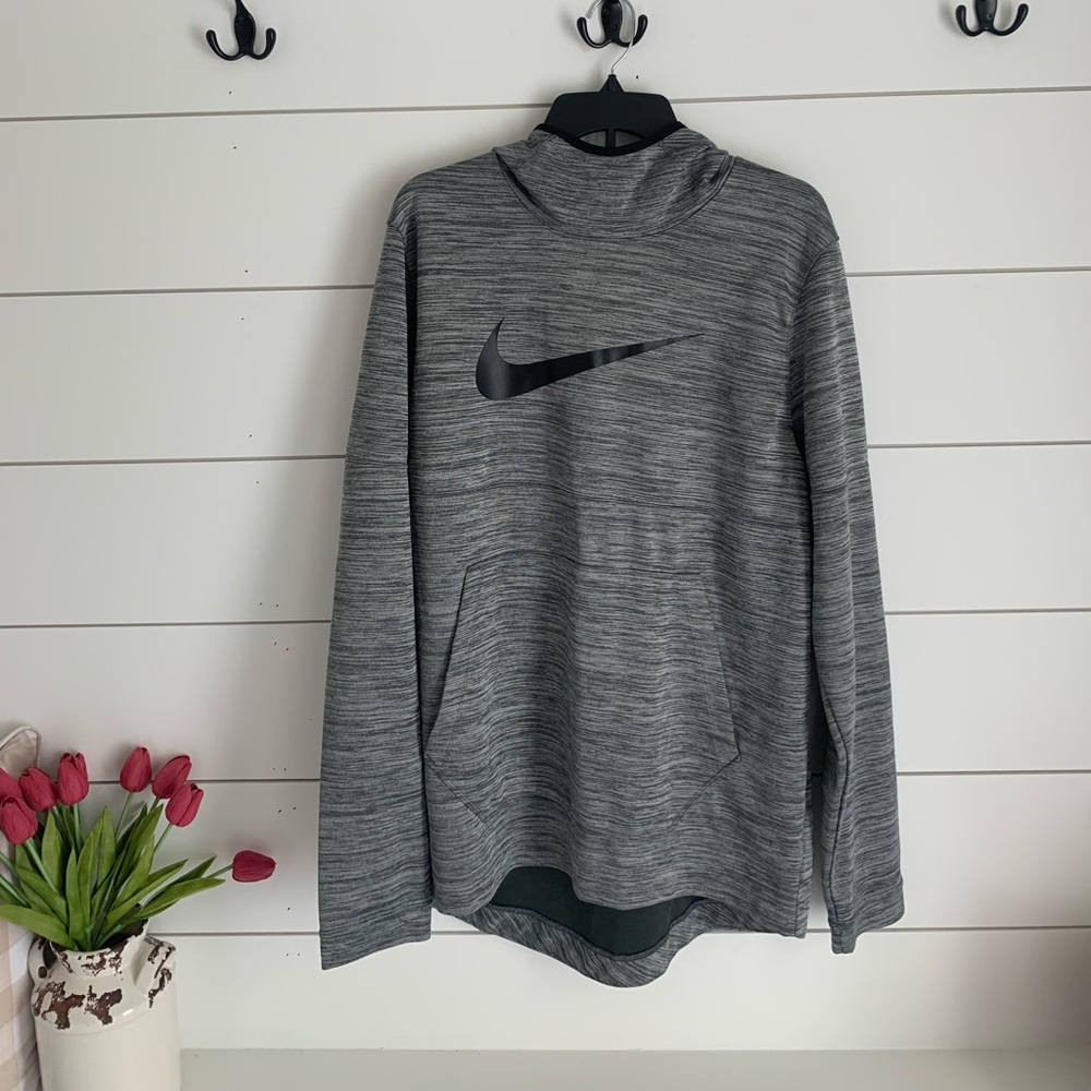mens gray and black nike hoodie size large